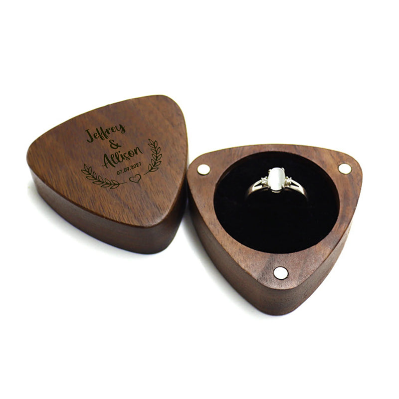 Mini Retro Walnut Wood Ring Box Personalised Wedding Proposal