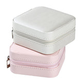 Mini Portable Jewelry Box With Mirror Cosmetic Makeup Organizer Earrings Storage
