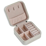 Mini Portable Jewelry Box With Mirror Cosmetic Makeup Organizer Earrings Storage