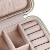 Mini Portable Jewelry Box With Mirror Cosmetic Makeup Organizer Earrings Storage