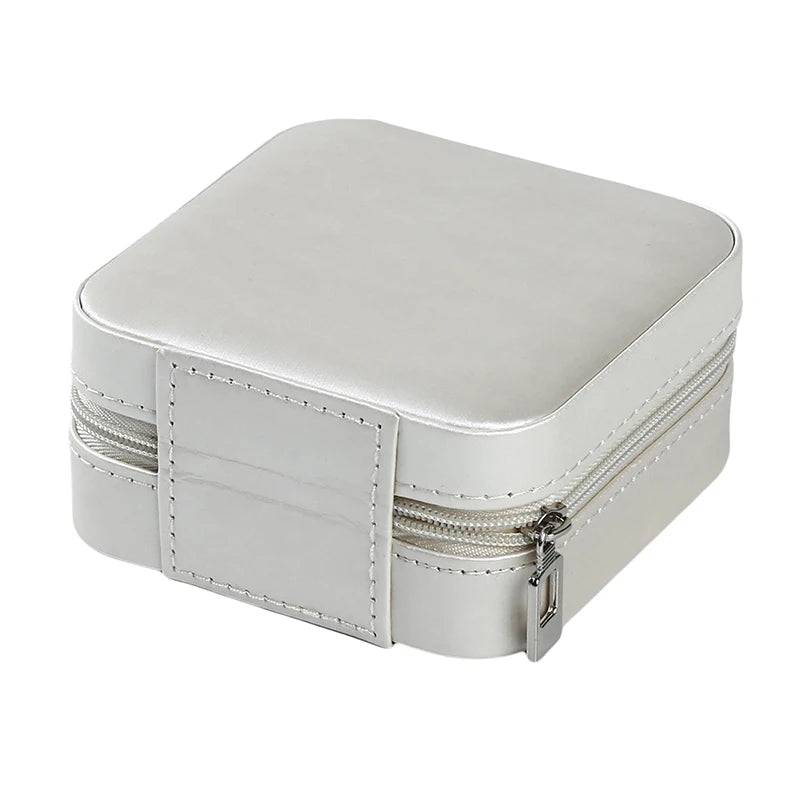 Mini Portable Jewelry Box With Mirror Cosmetic Makeup Organizer Earrings Storage