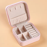 Mini Portable Jewelry Box With Mirror Cosmetic Makeup Organizer Earrings Storage