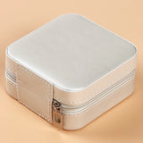 Mini Portable Jewelry Box With Mirror Cosmetic Makeup Organizer Earrings Storage