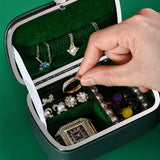 Mini Portable Jewelry Organizer Box Leather Earrings Ring Necklace Storage Case