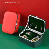 Mini Portable Jewelry Organizer Box Leather Earrings Ring Necklace Storage Case