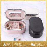 Mini Portable Jewelry Organizer Box Leather Earrings Ring Necklace Storage Case