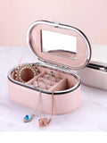 Mini Portable Jewelry Organizer Box Leather Earrings Ring Necklace Storage Case