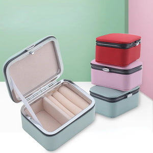 Mini Portable Jewelry Packaging Box Necklace Organizer PU Ring Earrings