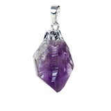 Mini Purple Druzy Charm Necklace Silvertone Plating Natural Healing Quartz