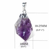 Mini Purple Druzy Charm Necklace Silvertone Plating Natural Healing Quartz