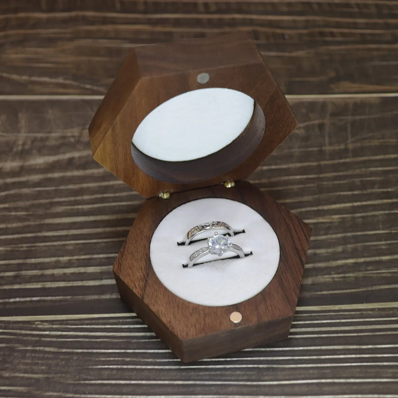 Wooden Hexagon Jewelry Box Walnut Organizer