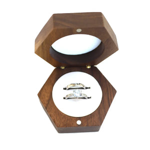 Wooden Hexagon Jewelry Box Walnut Organizer