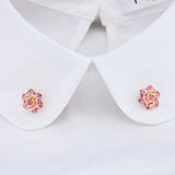 Pink Crystal Mini Rose Brooch Collar Pin Women Jewelry