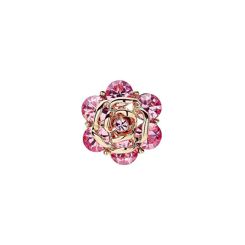 Pink Crystal Mini Rose Brooch Collar Pin Women Jewelry