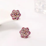 Pink Crystal Mini Rose Brooch Collar Pin Women Jewelry