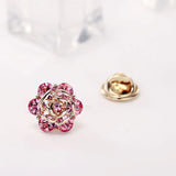 Pink Crystal Mini Rose Brooch Collar Pin Women Jewelry