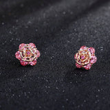 Pink Crystal Mini Rose Brooch Collar Pin Women Jewelry
