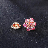 Pink Crystal Mini Rose Brooch Collar Pin Women Jewelry
