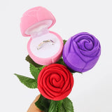 Romantic Mini Rose Flower Jewelry Box Velvet Ring Box Engagement Marriage