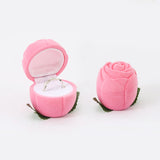 Romantic Mini Rose Flower Jewelry Box Velvet Ring Box Engagement Marriage