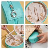 Mini Round Jewelry Organizer Travel Case PU Leather Earrings Necklace Ring Box