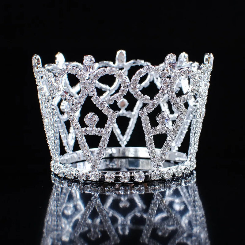 Small Tiara Crown Bridesmaid Headpiece Clear Rhinestones Crystal