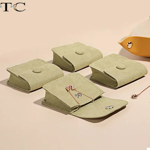 Microfiber Snap Button Cloth Bag Jewelry Storage