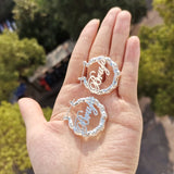 Custom Name Stainless Steel Bamboo Hoop Earrings 30mm Small Hoop