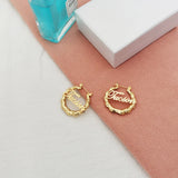 Custom Name Stainless Steel Bamboo Hoop Earrings 30mm Small Hoop