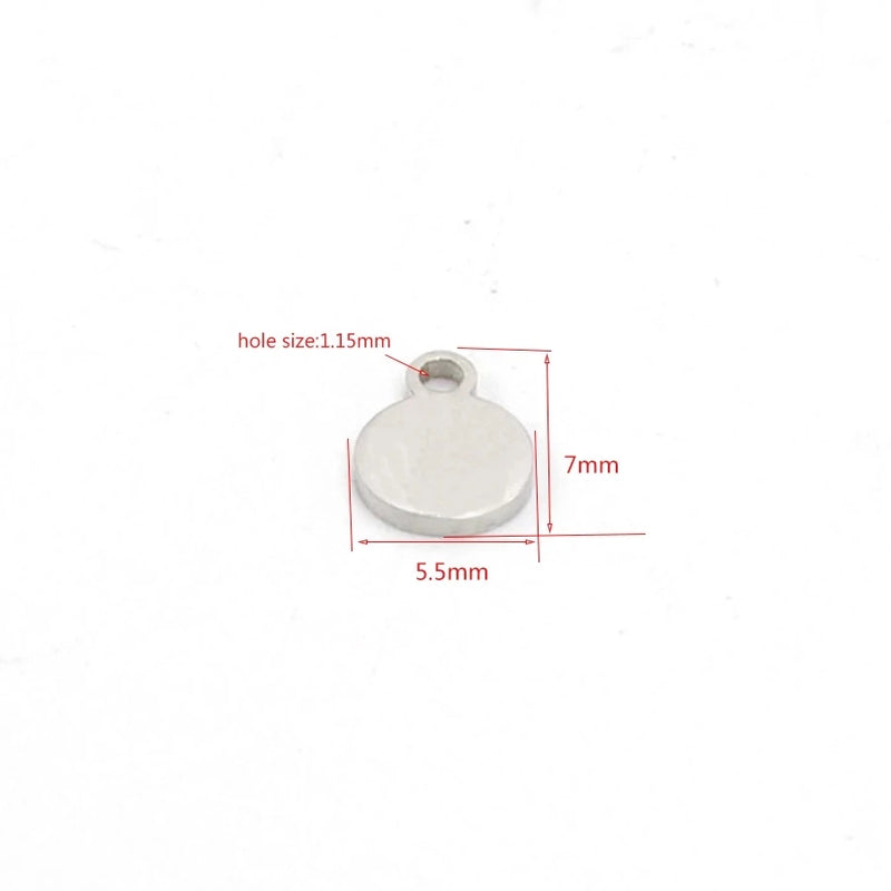 Stainless Steel Round Blank Charm Pendant DIY Jewelry 50pcs