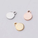 Stainless Steel Round Blank Charm Pendant DIY Jewelry 50pcs