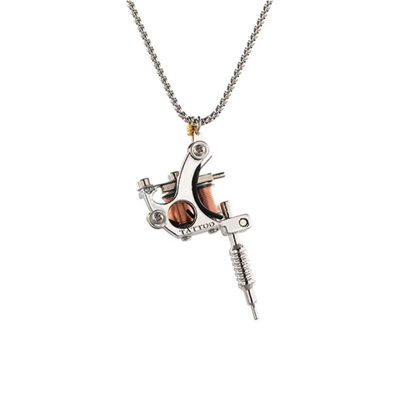 Mini Tattoo Machine Necklace Tattoo Pendant Necklace Jewelry X4YA