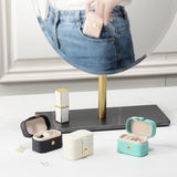 Mini Travel Jewelry Box Rings Case Girls Earrings Holder Organizer PU Leather