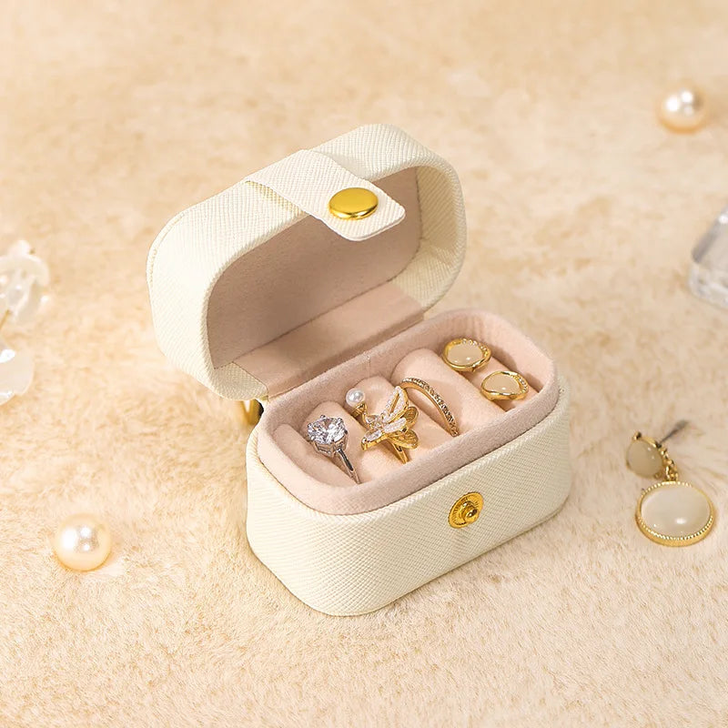 Mini Travel Jewelry Box Rings Case Girls Earrings Holder Organizer PU Leather