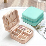 Mini Travel Jewelry Box Storage Organizer Portable PU Leather Earring Ring Neckl