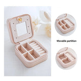 Travel Portable Leather Jewelry Box With Mirror Cosmetic Organizer