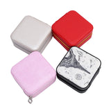 Travel Portable Leather Jewelry Box With Mirror Cosmetic Organizer