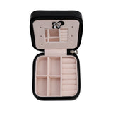 Travel Portable Leather Jewelry Box With Mirror Cosmetic Organizer