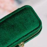 Mini Velvet Jewelry Box Travel Zipper Pouch Ring Earrings Storage