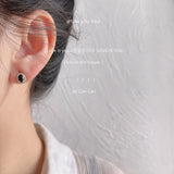 Zircon Micro-set Stud Earrings 925 Silver Plated 14K Oval RED Earrings