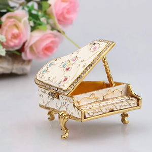 Vintage Jewelry Box for Earrings Ring Necklace Enamel Painted Desktop
