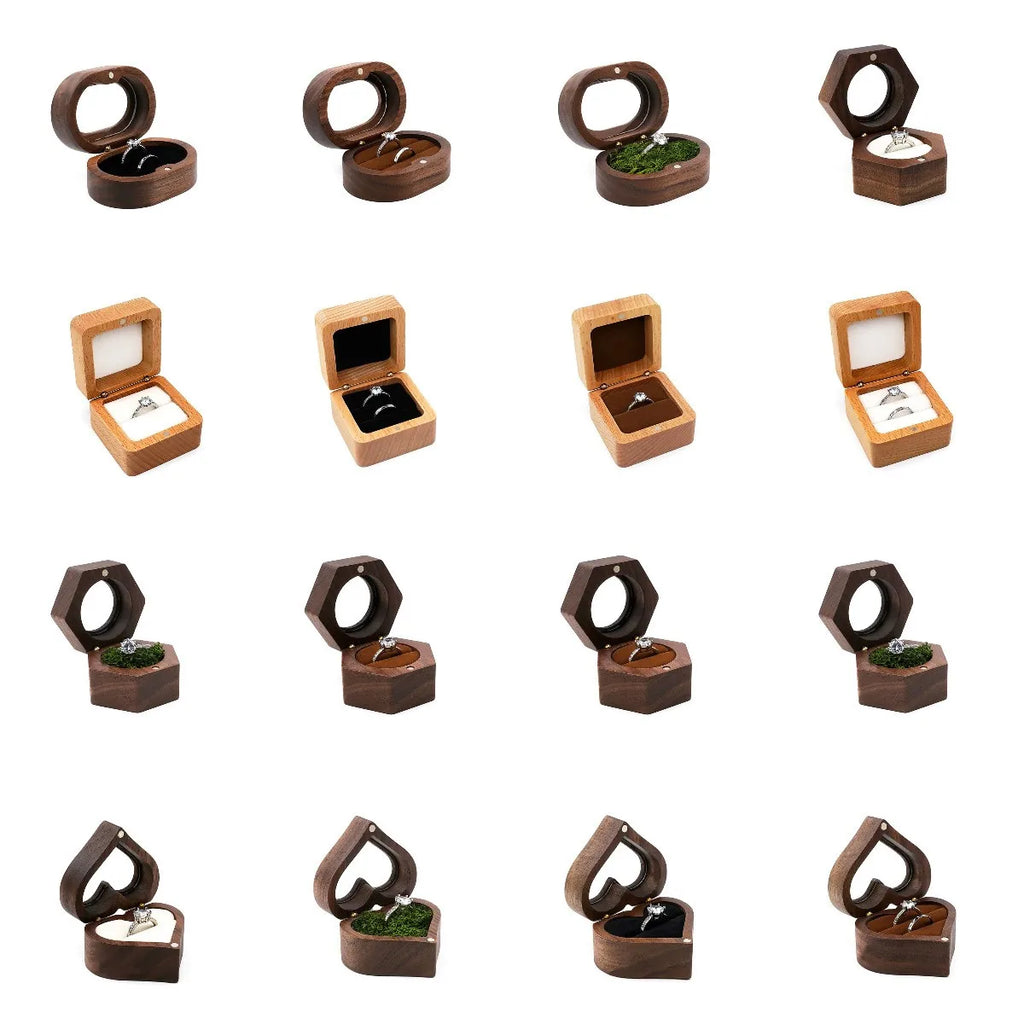 Vintage Wooden Jewelry Organizer Box for Ring Earrings