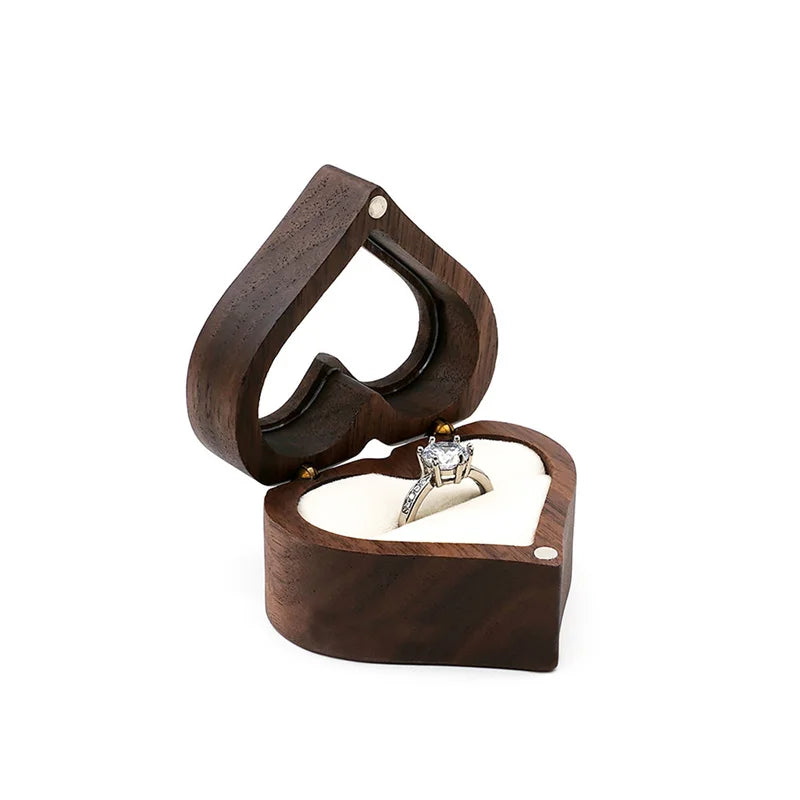 Vintage Wooden Jewelry Organizer Box for Ring Earrings