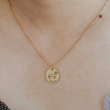 Engraved Dog Shape Name Necklace Stainless Steel Round Pendant