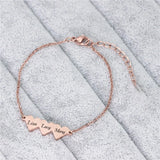 Heart Charm Family Name Bracelet Engraved for Women