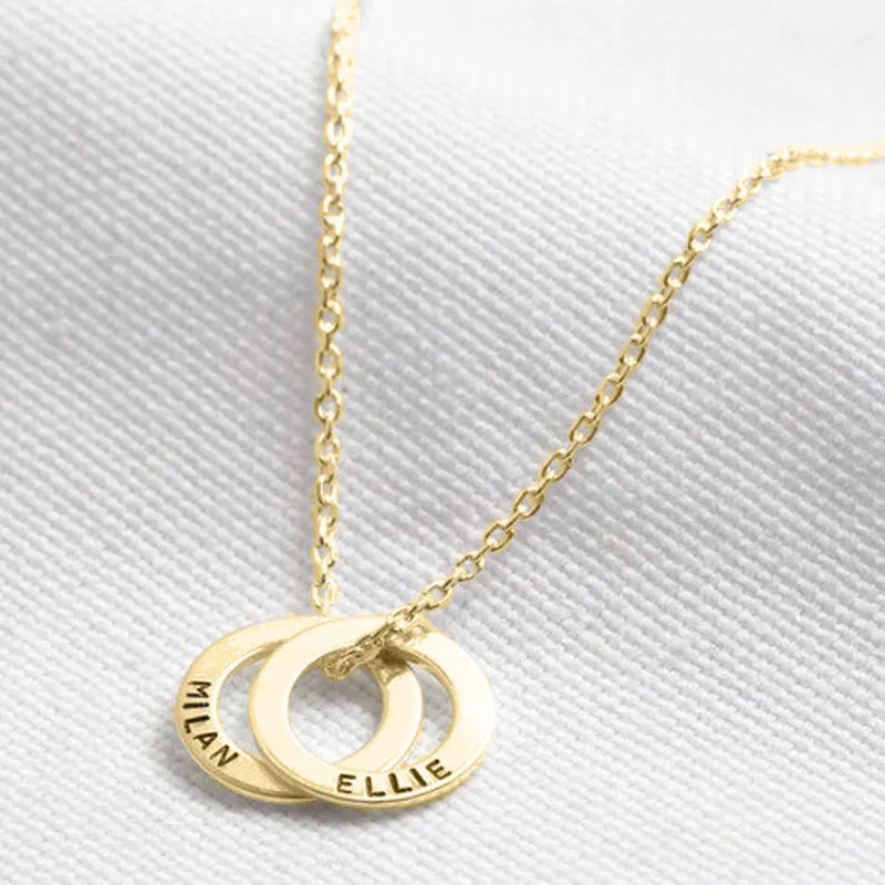 Customize Names Stainless Steel Necklace Round Ring Pendant Family Nameplate