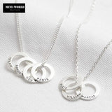 Customize Names Stainless Steel Necklace Round Ring Pendant Family Nameplate