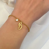 Mini-World A-Z Letter Bracelet Birthstone Charm Stainless Steel