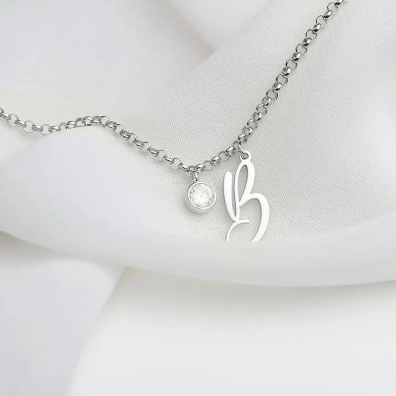 Mini-World A-Z Letter Bracelet Birthstone Charm Stainless Steel