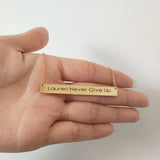 Mini-World Horizontal Bar Pendant Necklace Engraving Name Men Women Jewelry